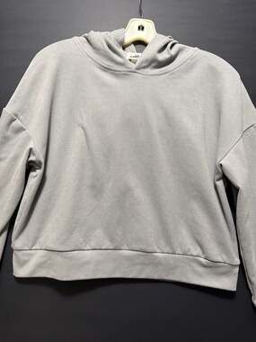 In Good State Gray Ribbed Crop Hoodie Size S
